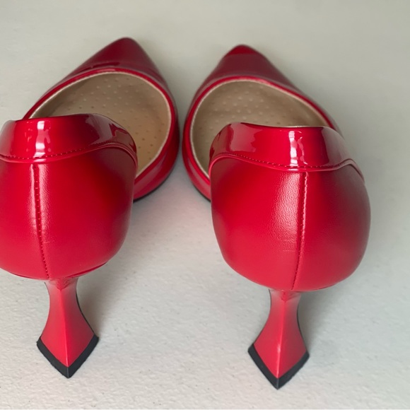JENN ARDOR Red with Patent Leather trim Women's Pumps Low kitten Heel Pumps Sz 9 - Picture 2 of 16